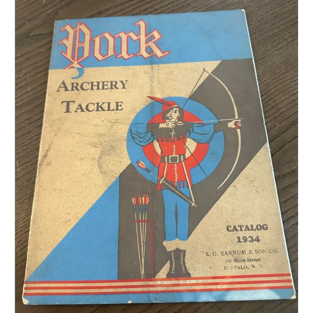 Vintage 1934 York Archery Tackle Catalog Bow Arrow Graphics Hunting Advertising